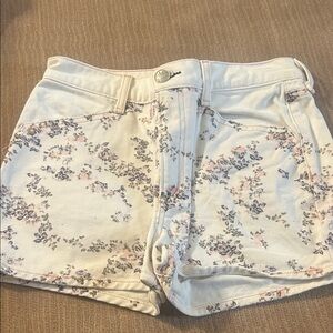 Rag & Bone Cream Floral High Waist Shorts